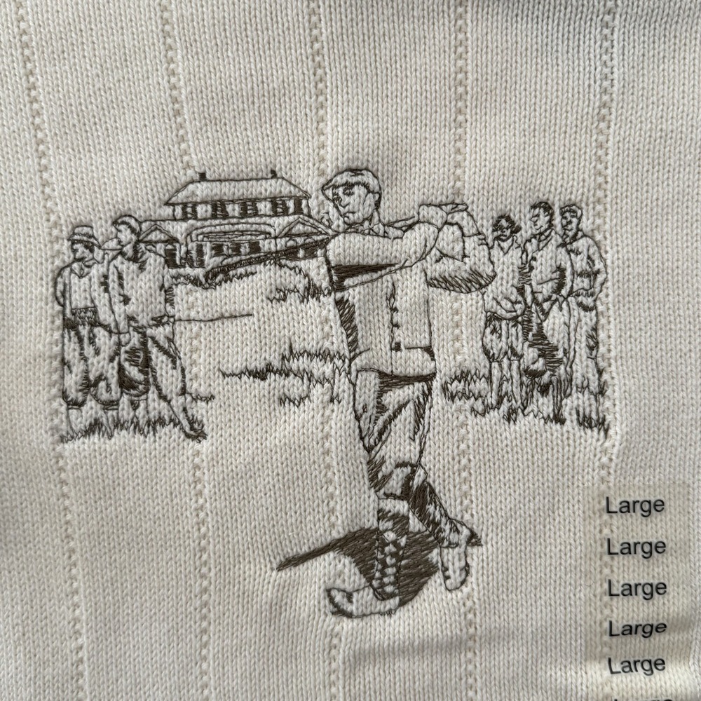 Vintage Pinnacle Golf Sweater SIZE L Embroidered Ivory Textured Crewneck NEW 90s - Picture 9 of 9